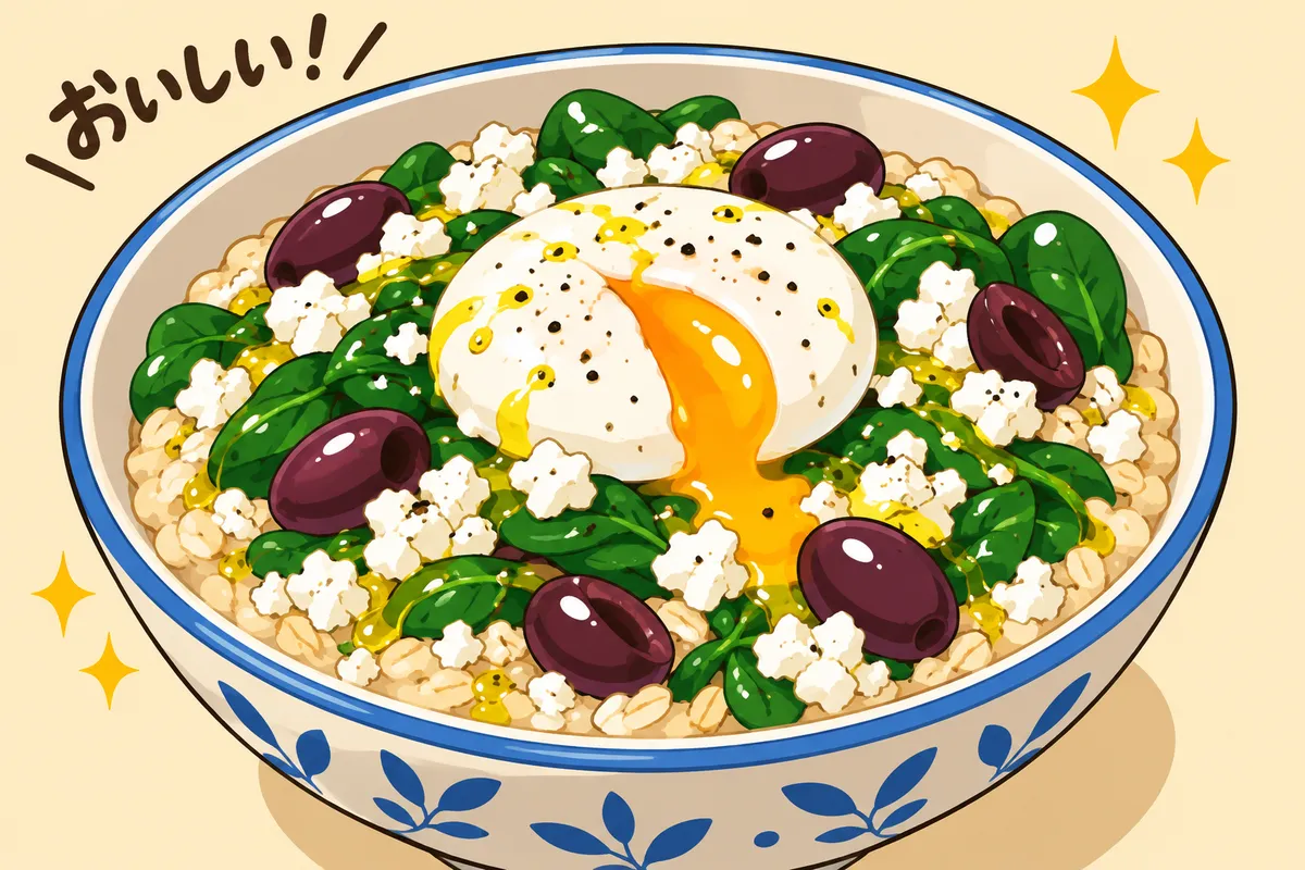 Savory Oat Bowl with Olives and Feta