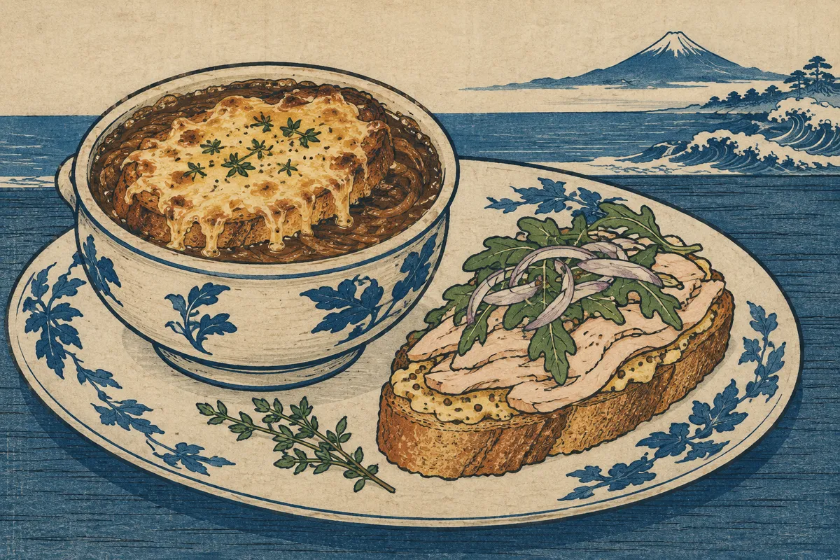 French Onion Soup with Turkey Tartine