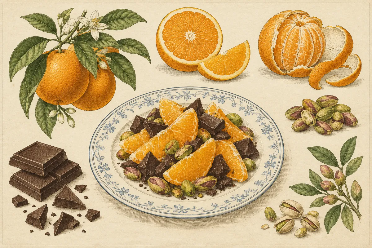 Orange with Dark Chocolate and Pistachios