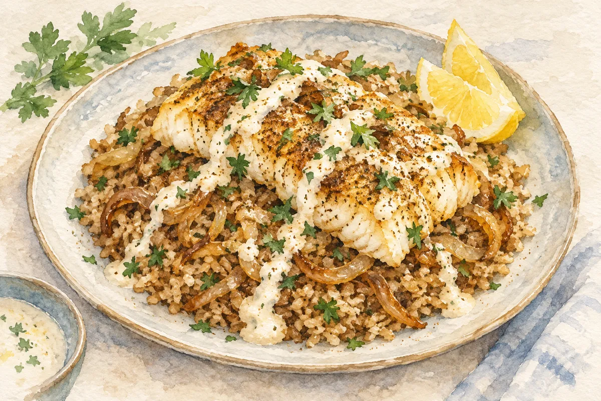 Sayadieh with Spiced Fish and Onion Rice