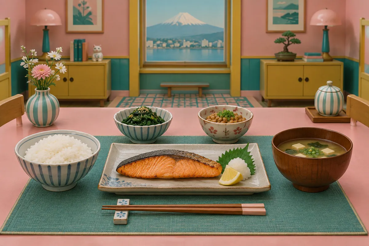 Grilled Salmon Japanese Breakfast Set