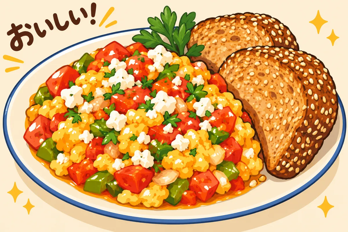 Turkish Menemen with Simit-Style Toast