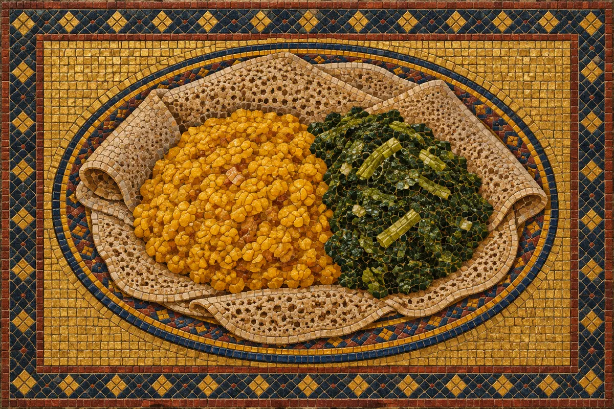 Kik Alicha with Gomen and Injera