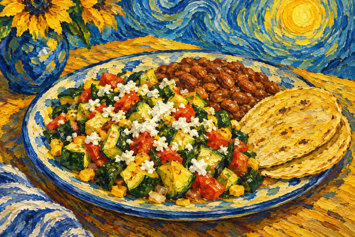Calabacitas con Queso and Beans