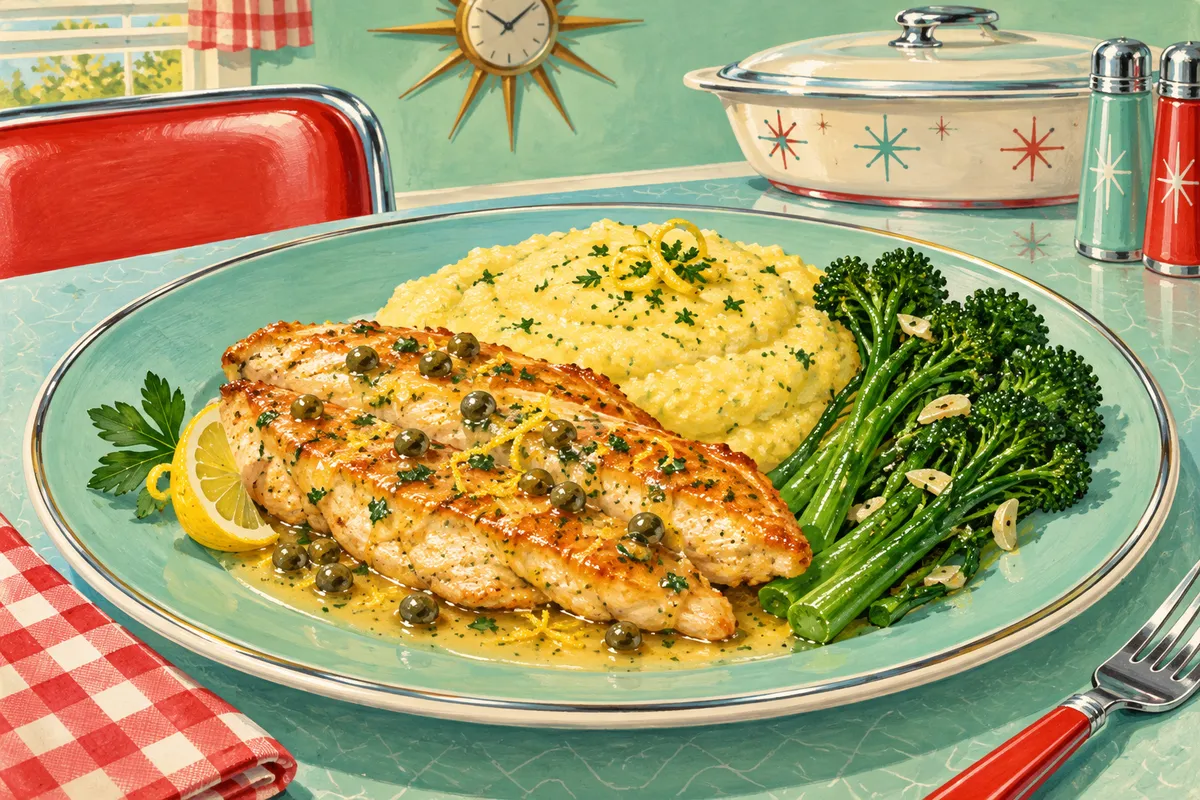 Chicken Piccata with Herbed Polenta