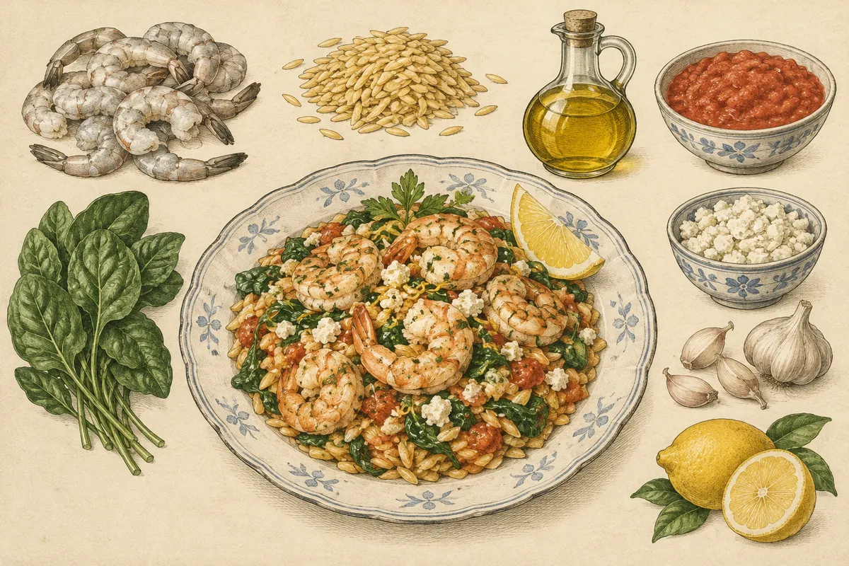 Lemon Garlic Shrimp with Orzo