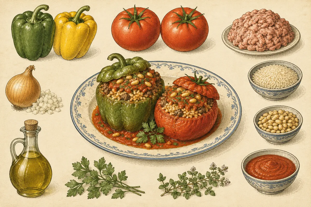 Stuffed Peppers and Tomatoes