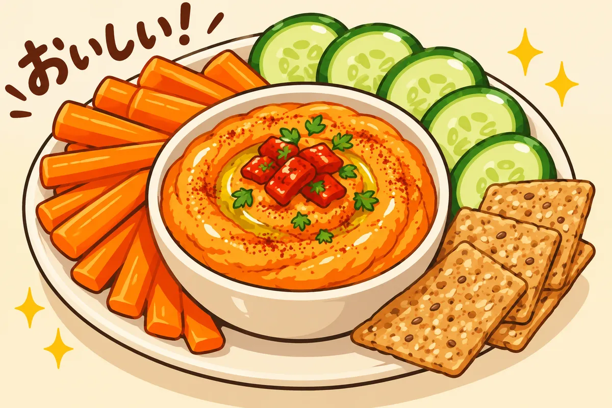 Roasted Red Pepper Hummus Plate