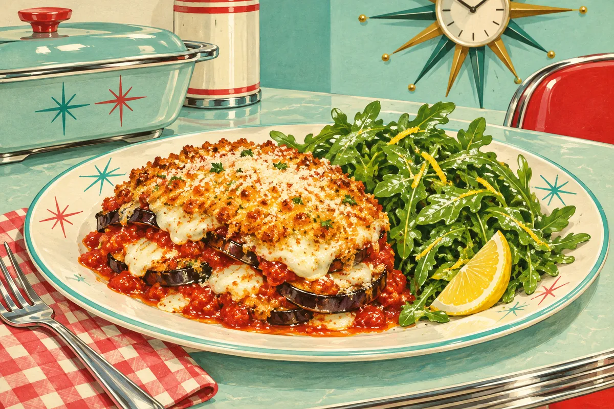 Eggplant Parmigiana with Lemon Arugula