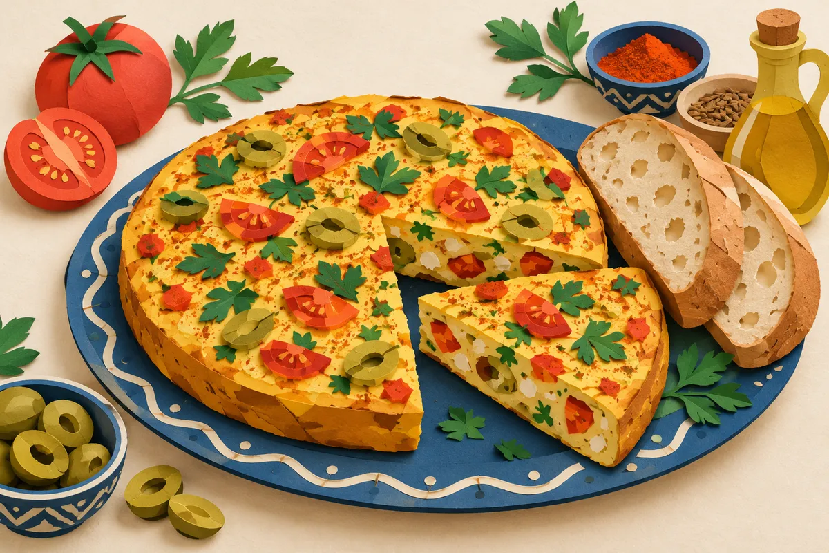 Moroccan Green Olive and Tomato Frittata