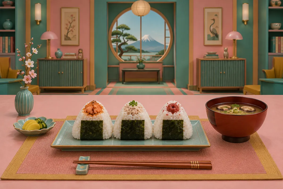 Onigiri Trio with Miso Soup