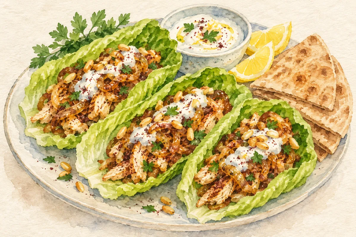 Chicken Musakhan Lettuce Wraps