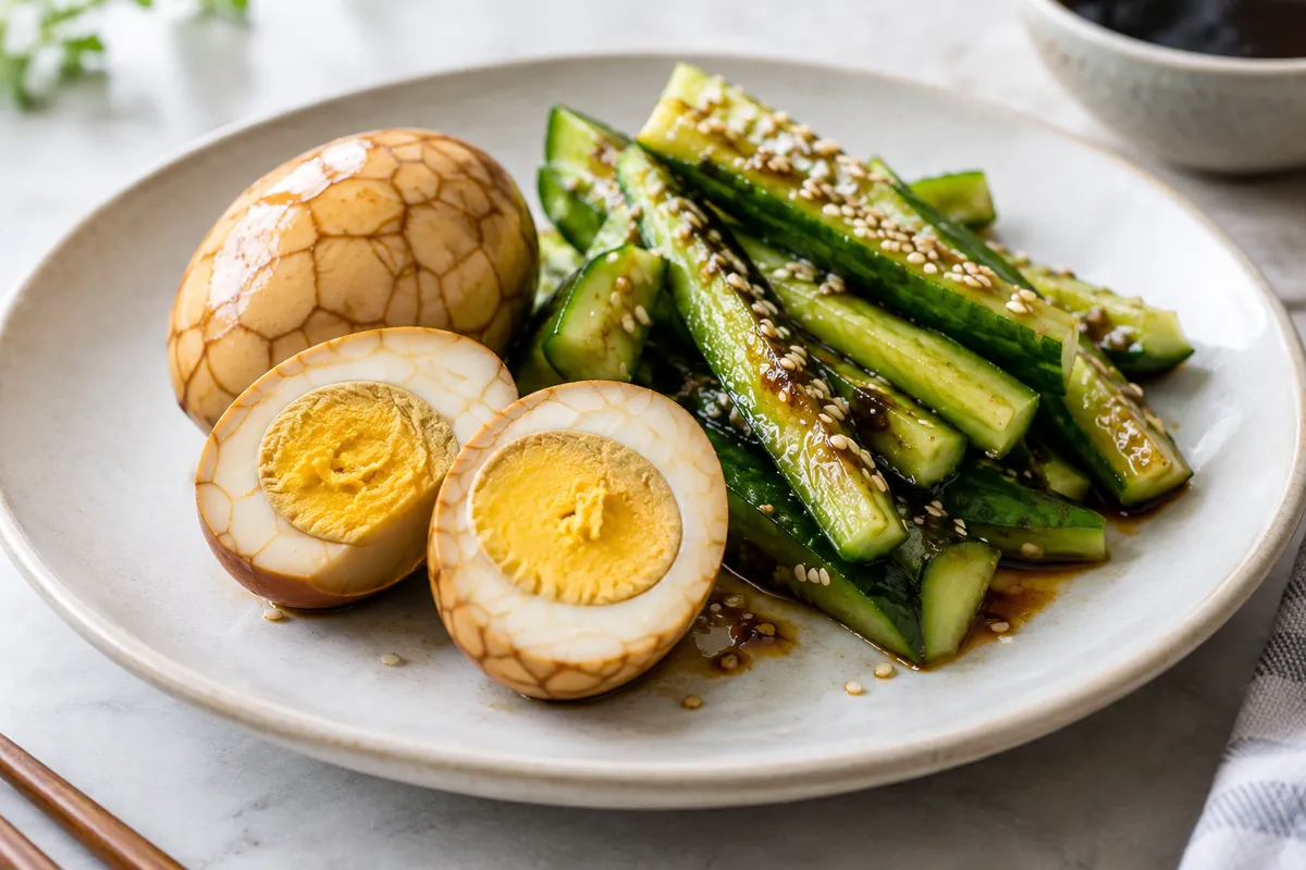 Tea Eggs with Cucumber Spears