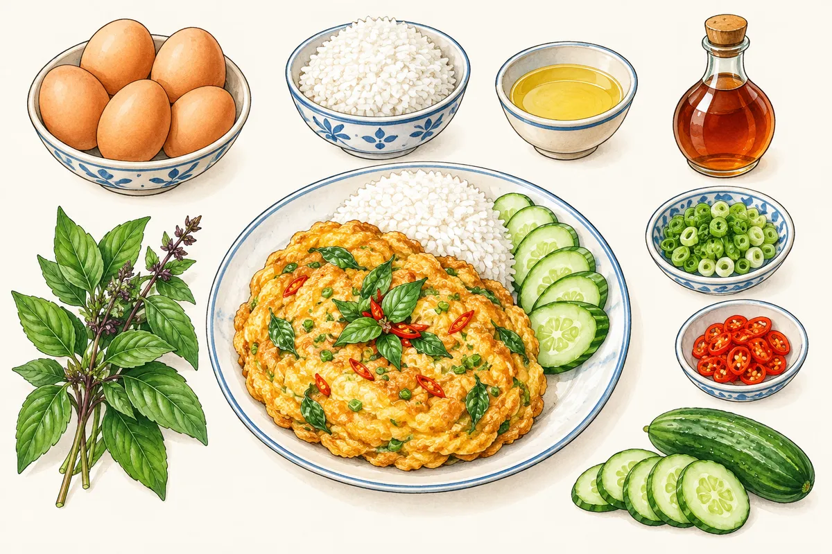 Khai Jiao with Thai Basil
