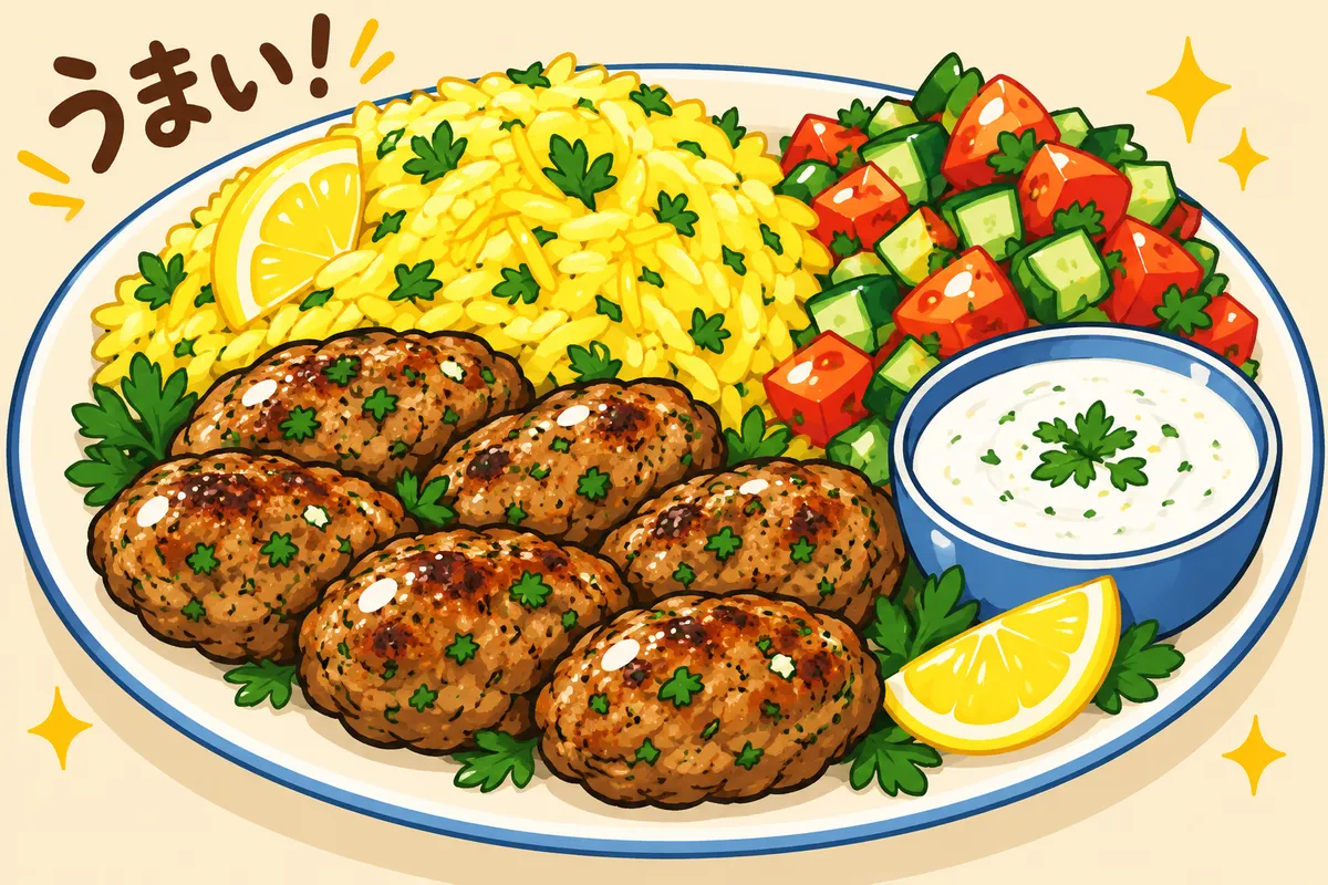 Turkey Kofta with Lemon Rice and Salad