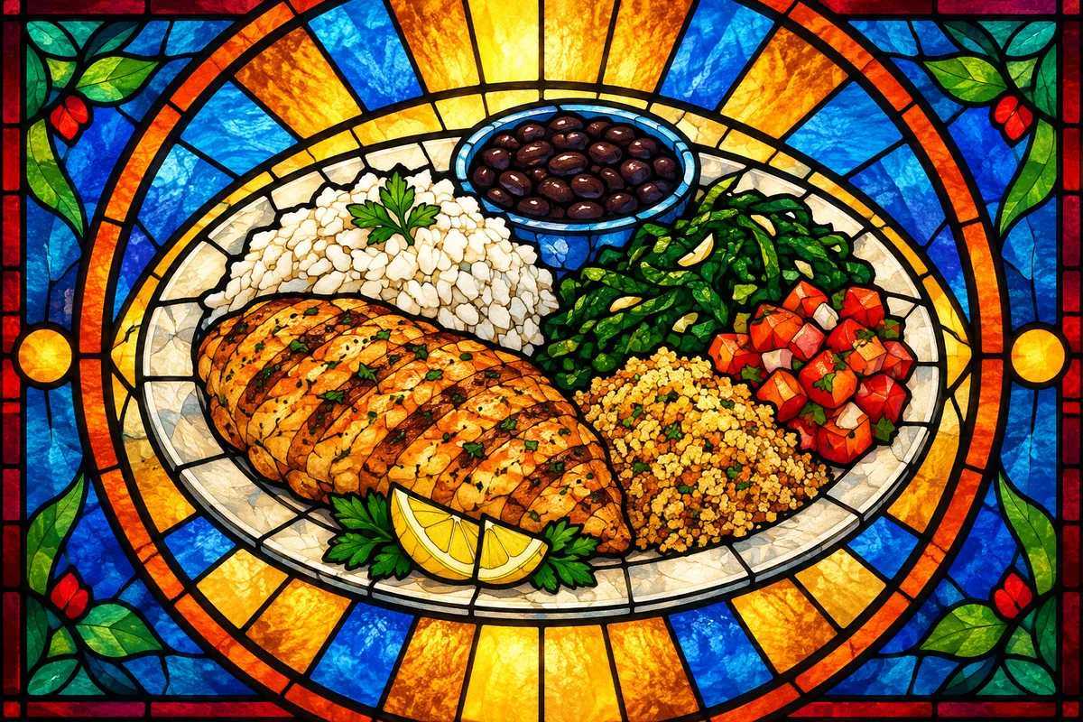 Grilled Chicken Prato Feito with Black Beans