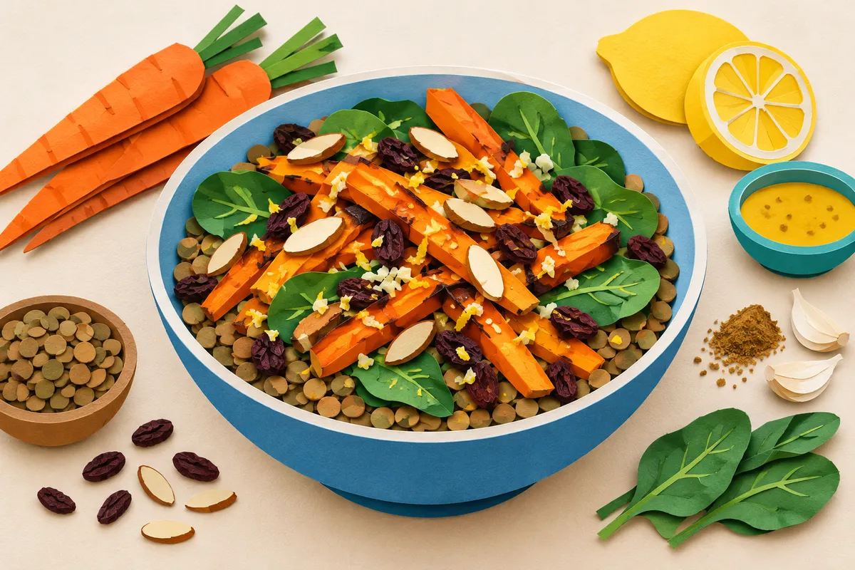 Moroccan Lentil and Roasted Carrot Bowl