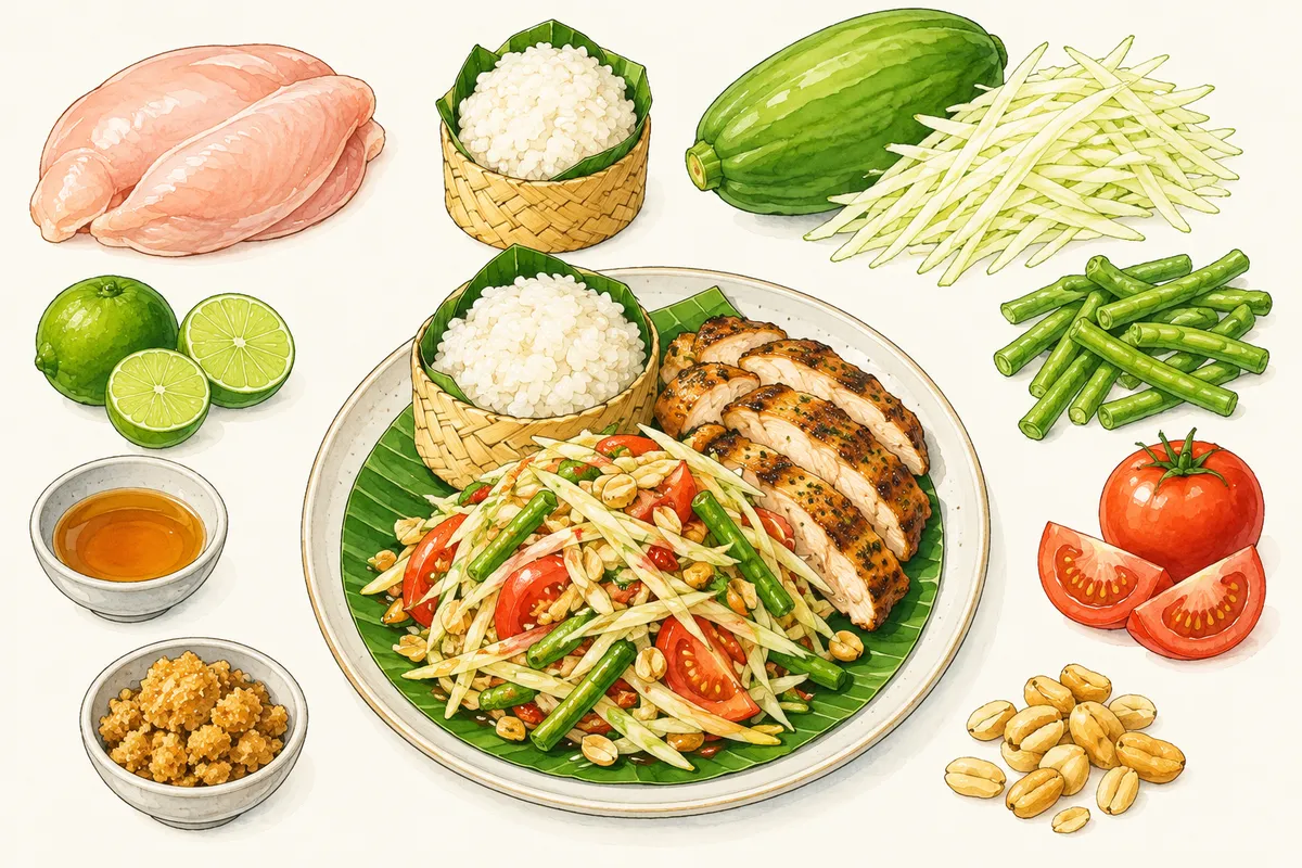 Som Tam with Grilled Chicken
