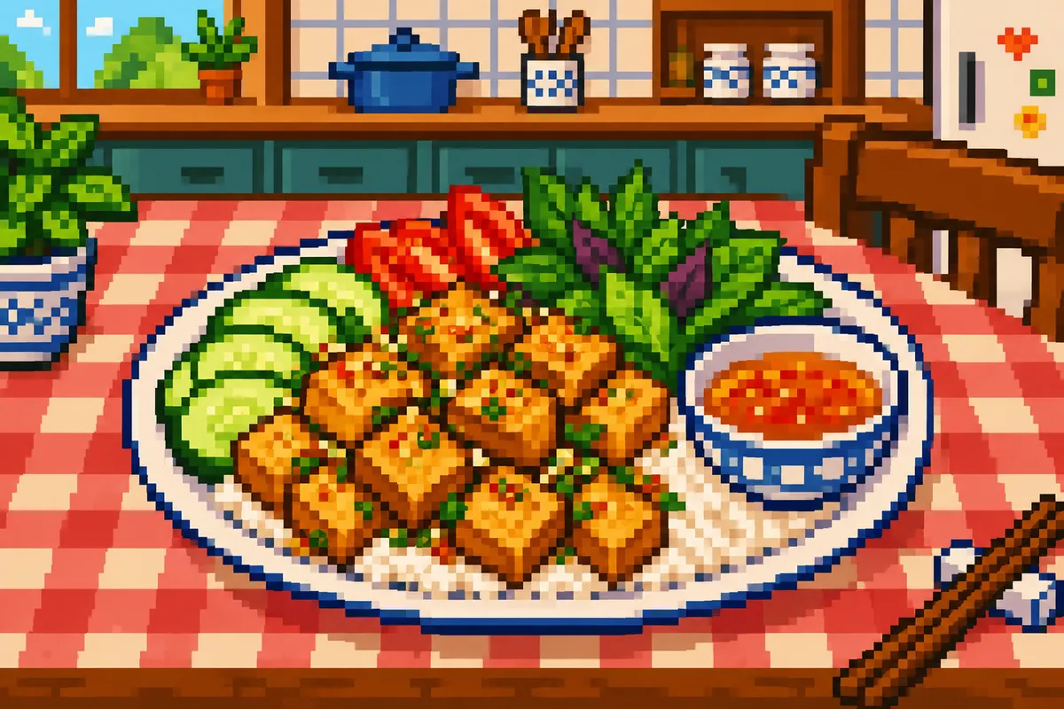 Vietnamese Lemongrass Tofu Rice Plate