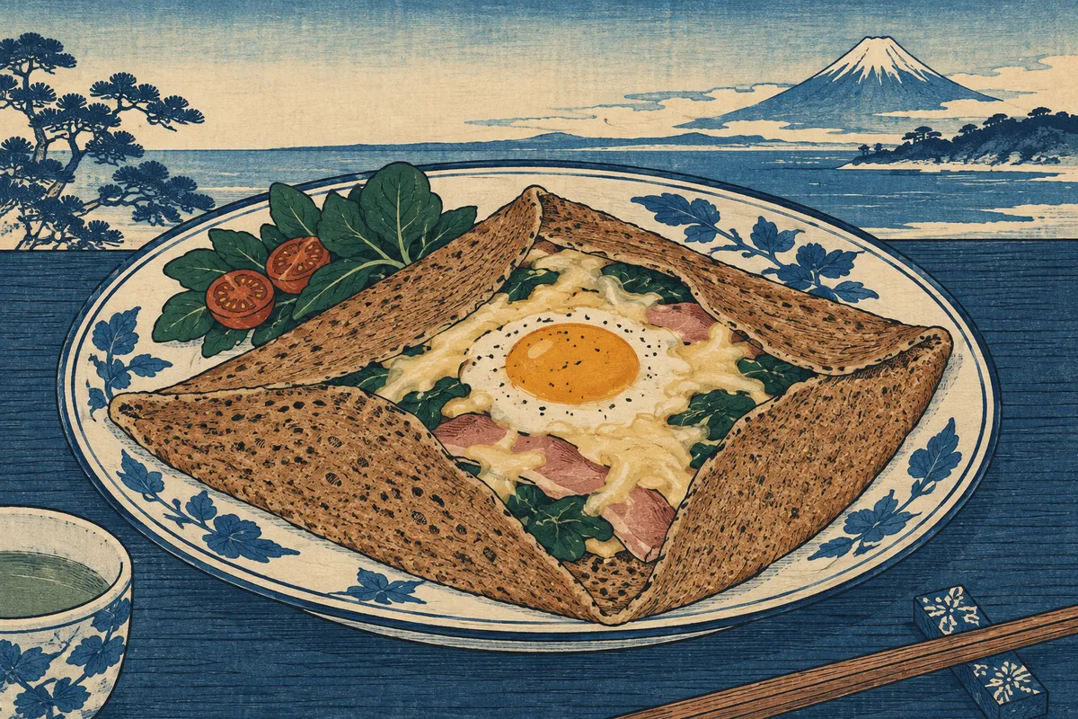 Buckwheat Crêpes with Ham, Egg, and Gruyère