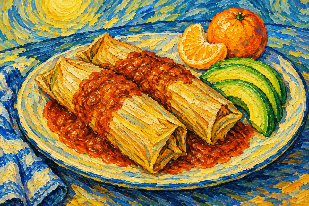Tamales de Pollo en Salsa Roja