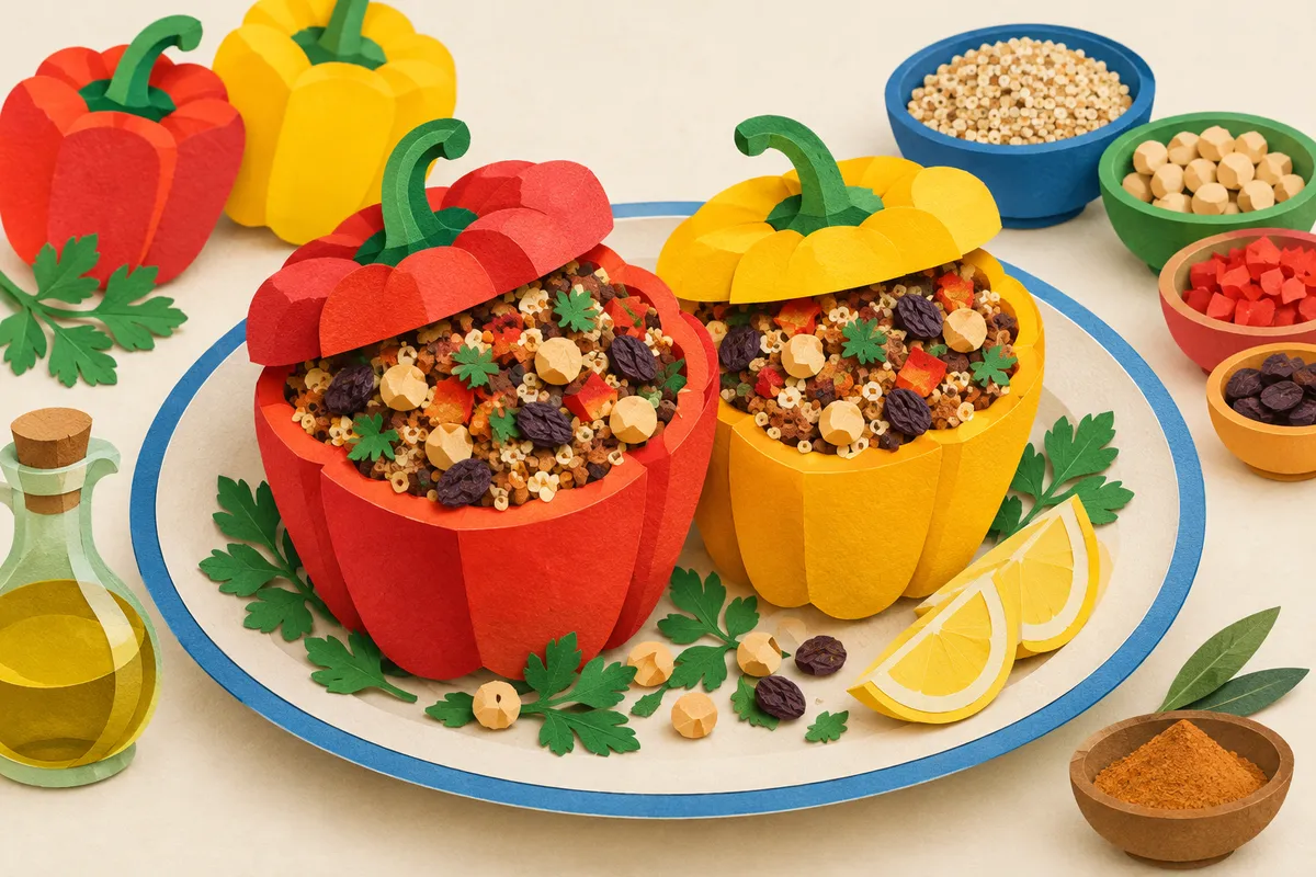 Stuffed Bell Peppers with Moroccan Spiced Quinoa