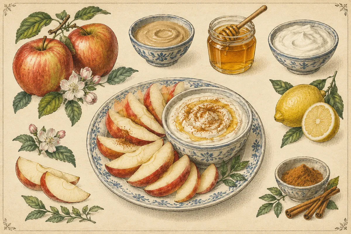 Apple Slices with Tahini Honey Dip