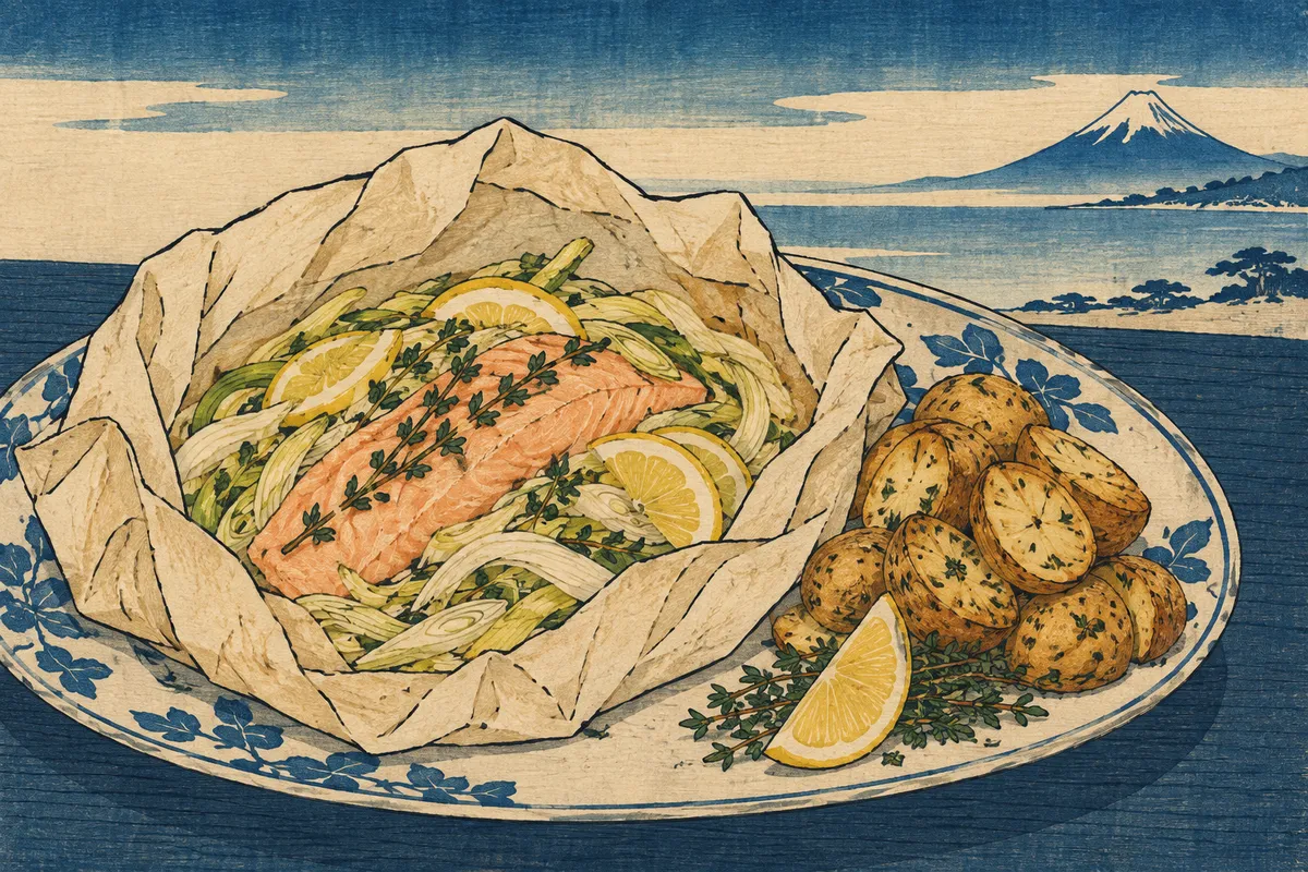Salmon en Papillote with Leeks