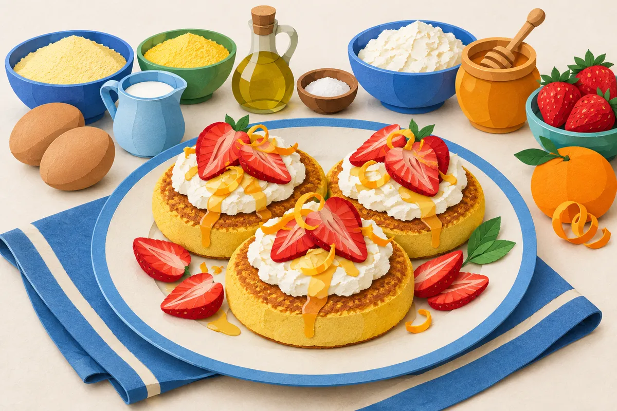 Harcha Cornmeal Cakes with Honeyed Ricotta