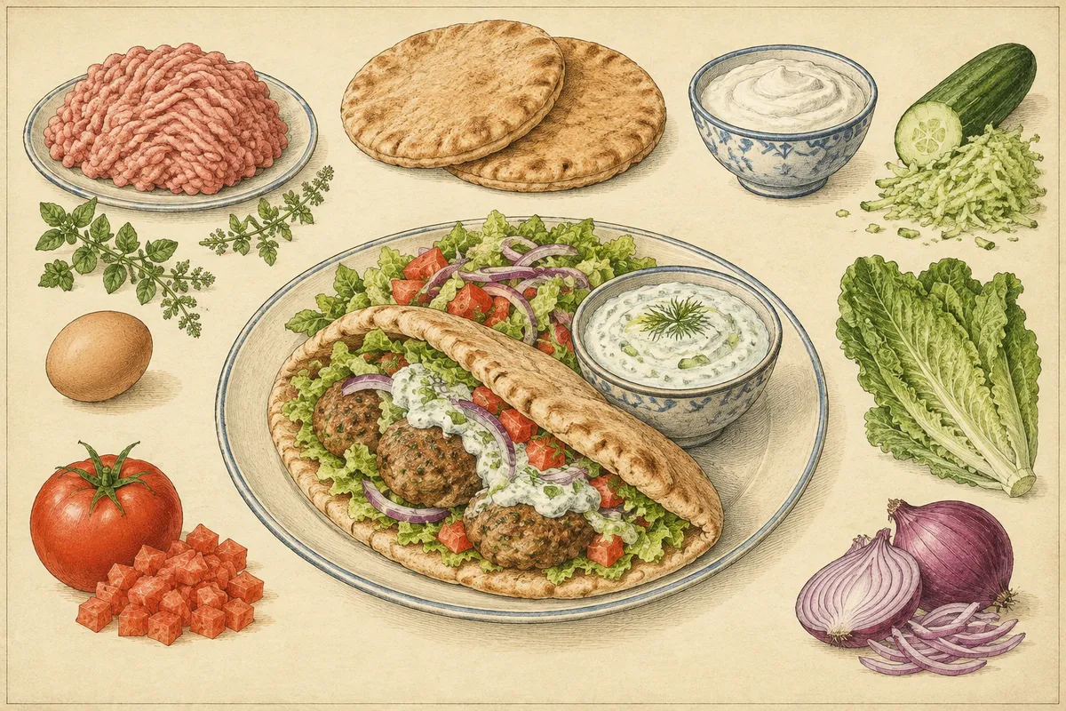 Greek Turkey Meatball Pita Plate