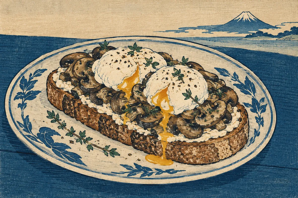 Mushroom Tartine with Poached Eggs