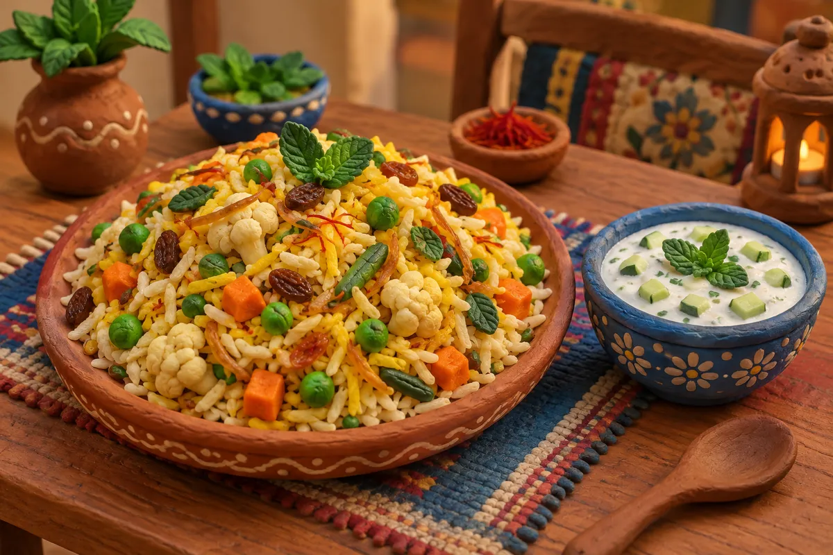 Hyderabadi Vegetable Biryani with Raita