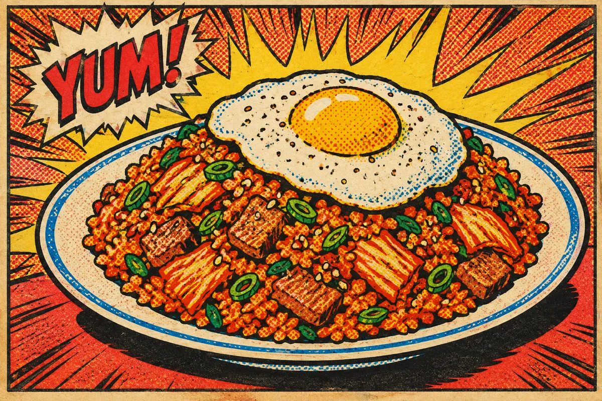 Kimchi Bokkeumbap with Fried Egg
