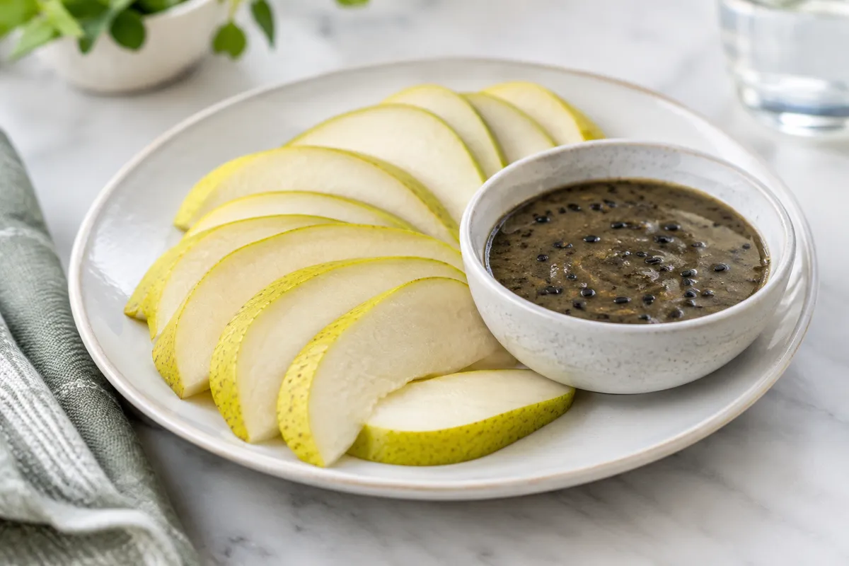 Pear Slices with Sesame Dip