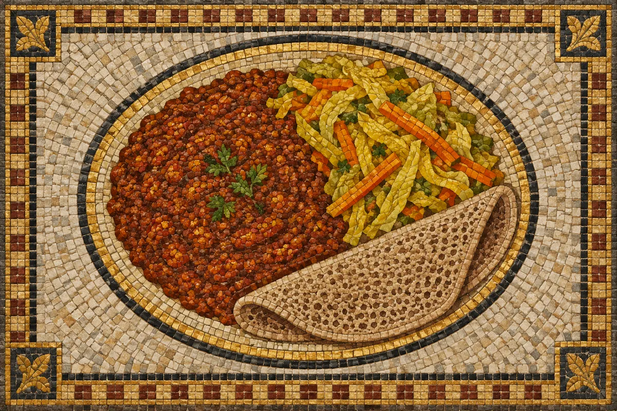 Misir Wat with Cabbage and Injera