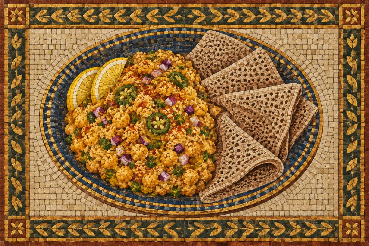 Buticha Chickpea Salad with Injera