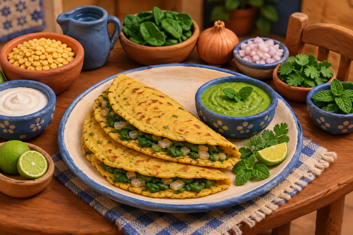 Moong Dal Chilla with Mint Chutney