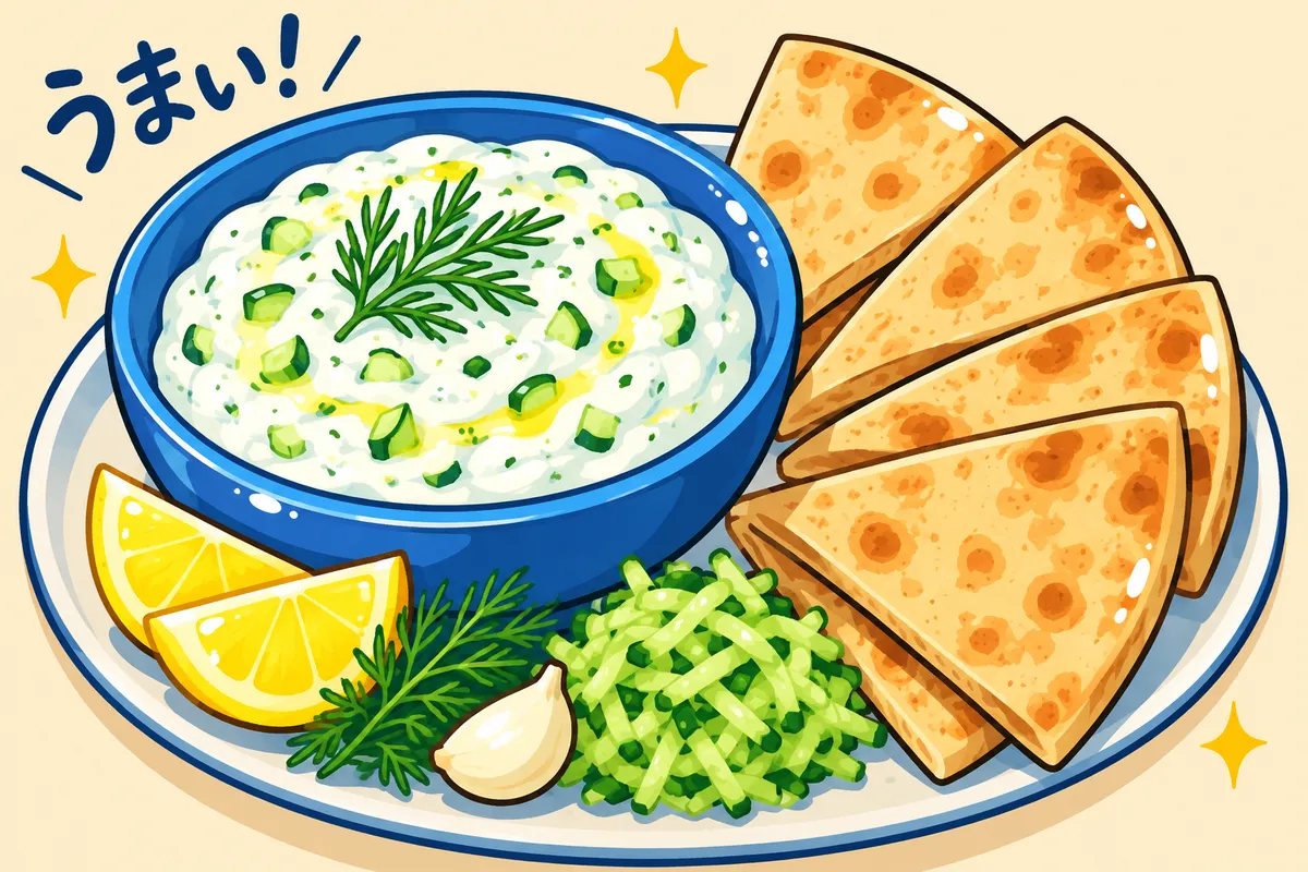Cucumber Tzatziki with Pita Wedges
