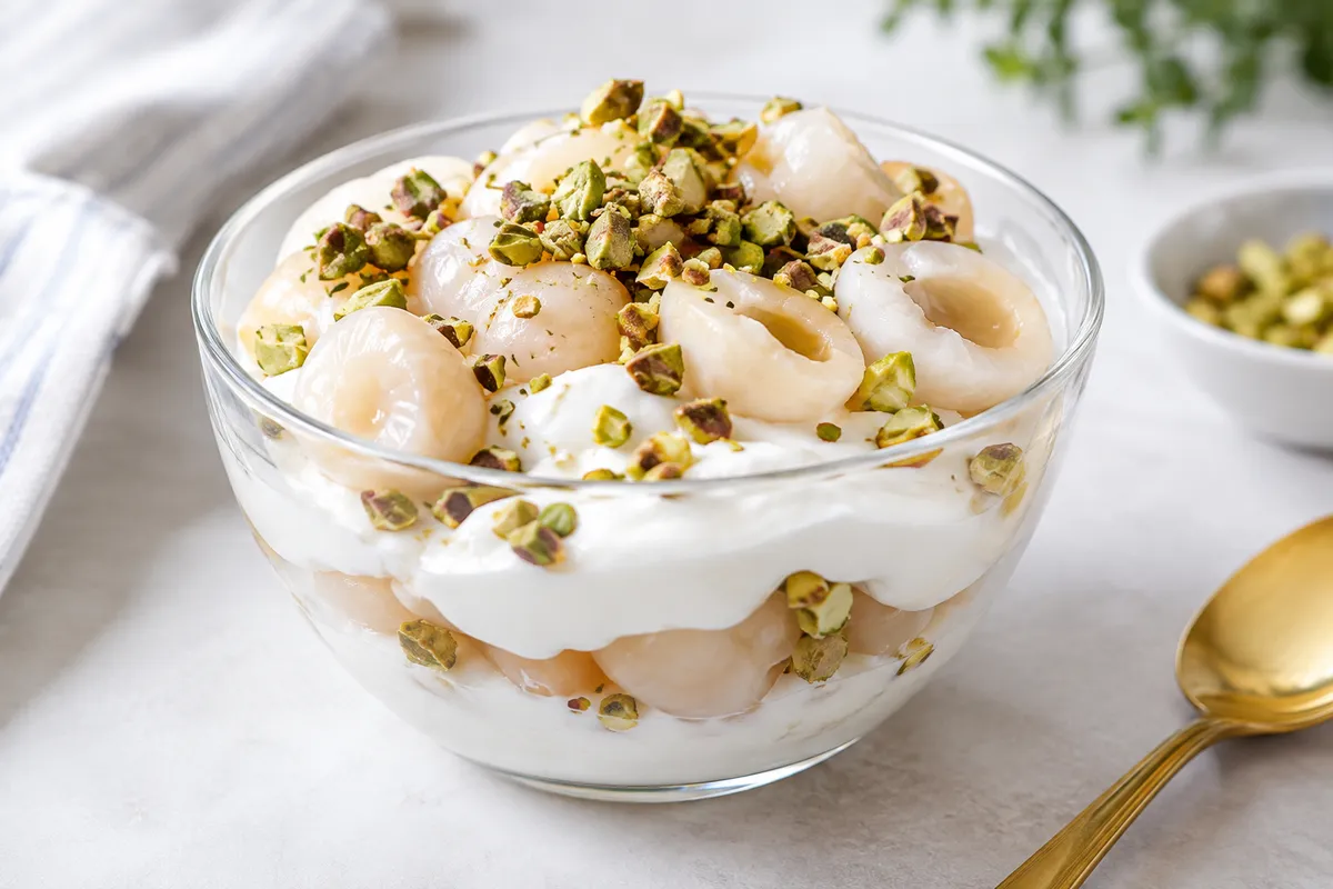 Lychee Yogurt with Pistachios