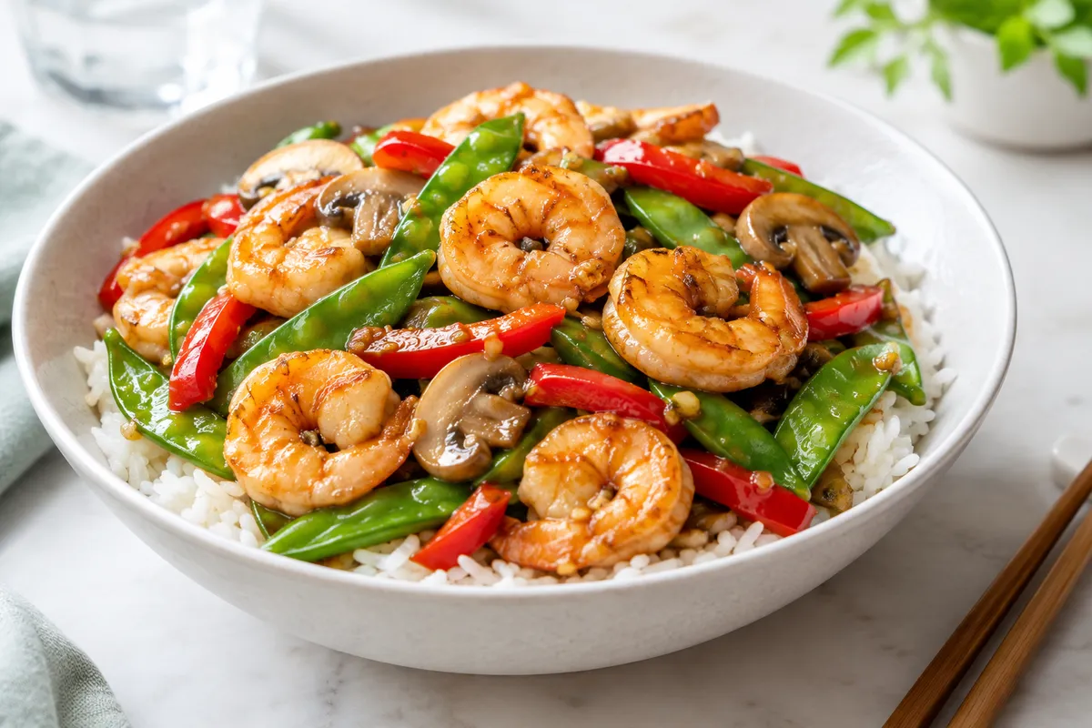 Garlic Shrimp with Snow Peas