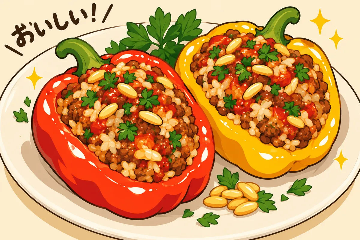 Lebanese Stuffed Peppers with Beef and Rice