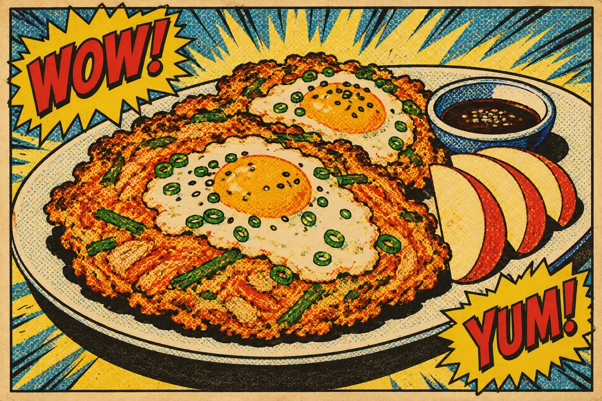 Kimchi Jeon with Soft Egg