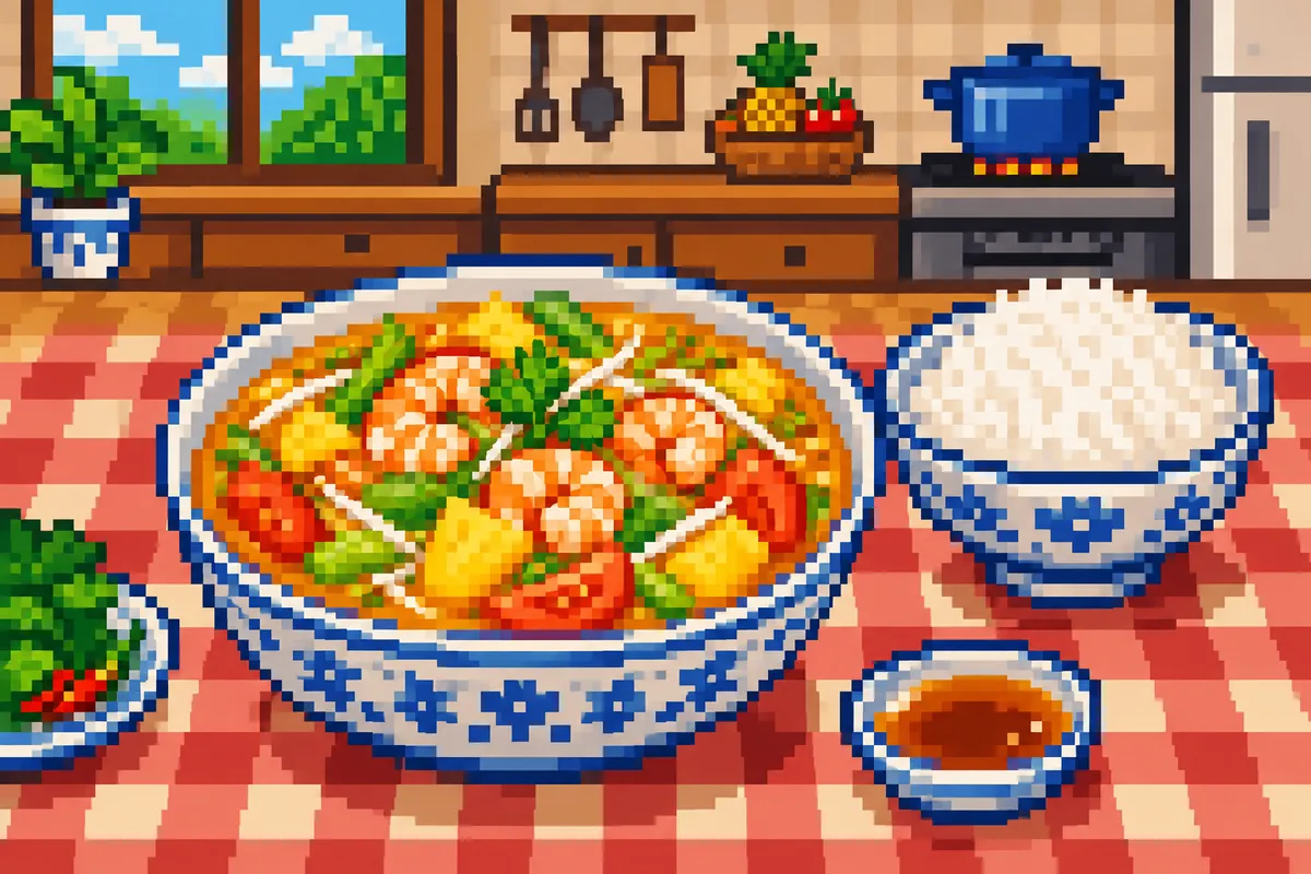 Canh Chua Tôm with Rice