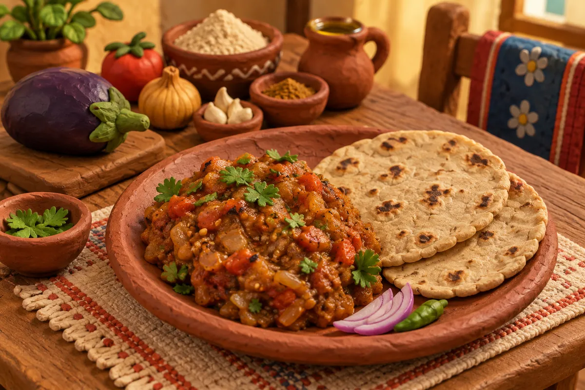 Baingan Bharta with Jowar Roti