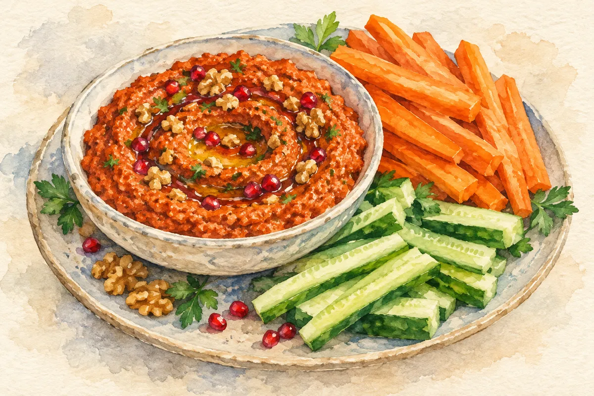 Muhammara with Carrot Sticks