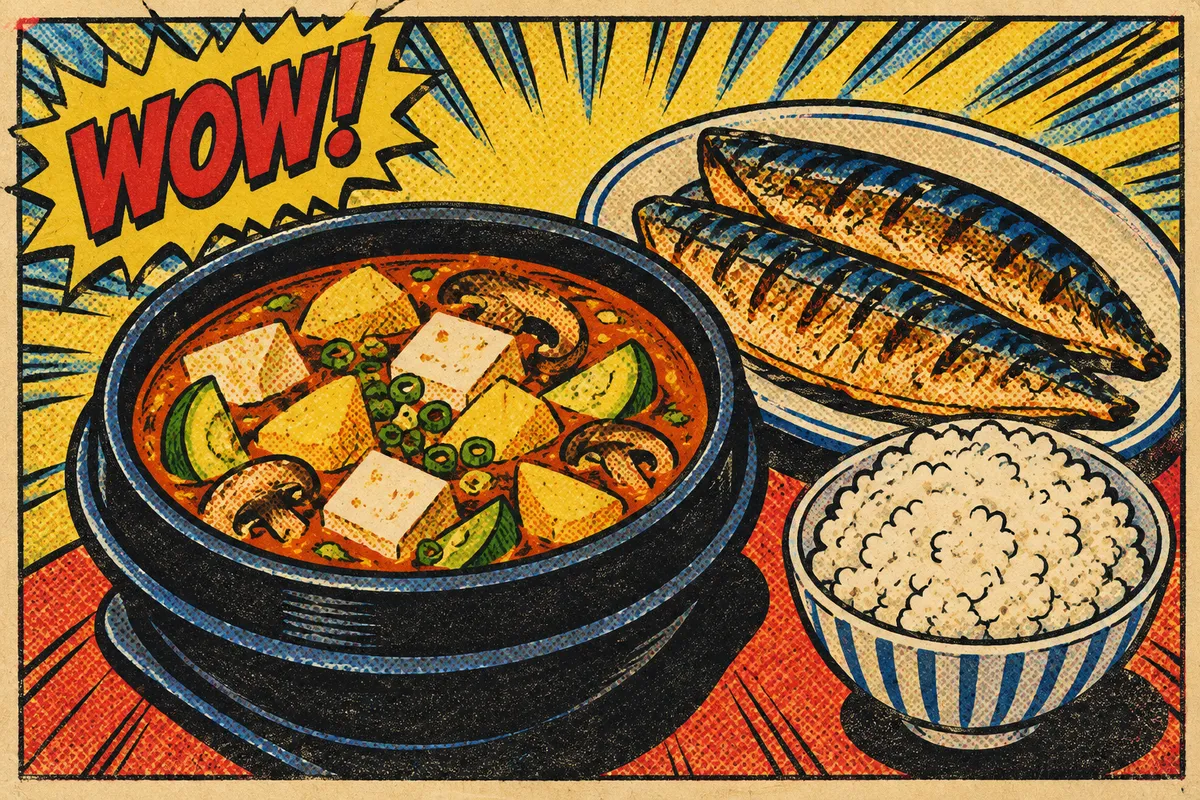 Doenjang Jjigae with Grilled Mackerel