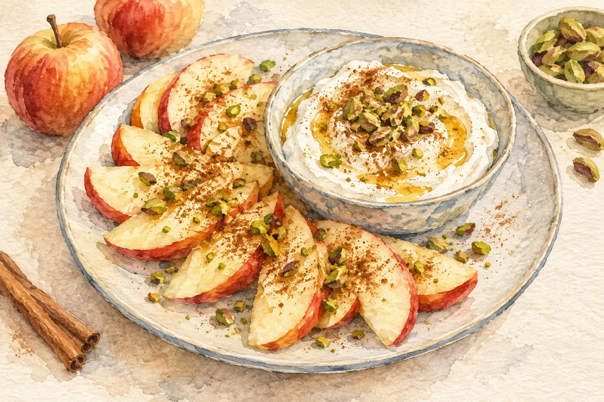 Apple Slices with Labneh and Cinnamon